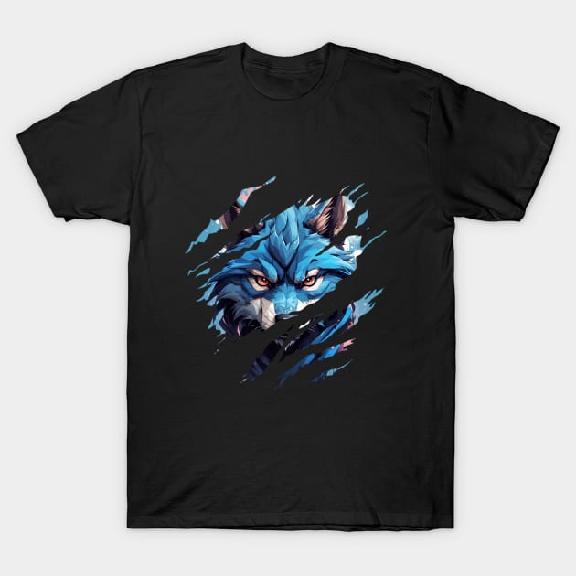 Ripped Base Magic Ninja Wolf T-Shirt by Providentfoot